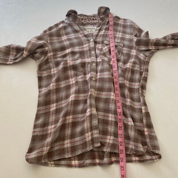 Aéropostale Plaid Button Down Shirt Brown Pink Flannel Top Women’s XL 100% Cotto - Picture 9 of 13